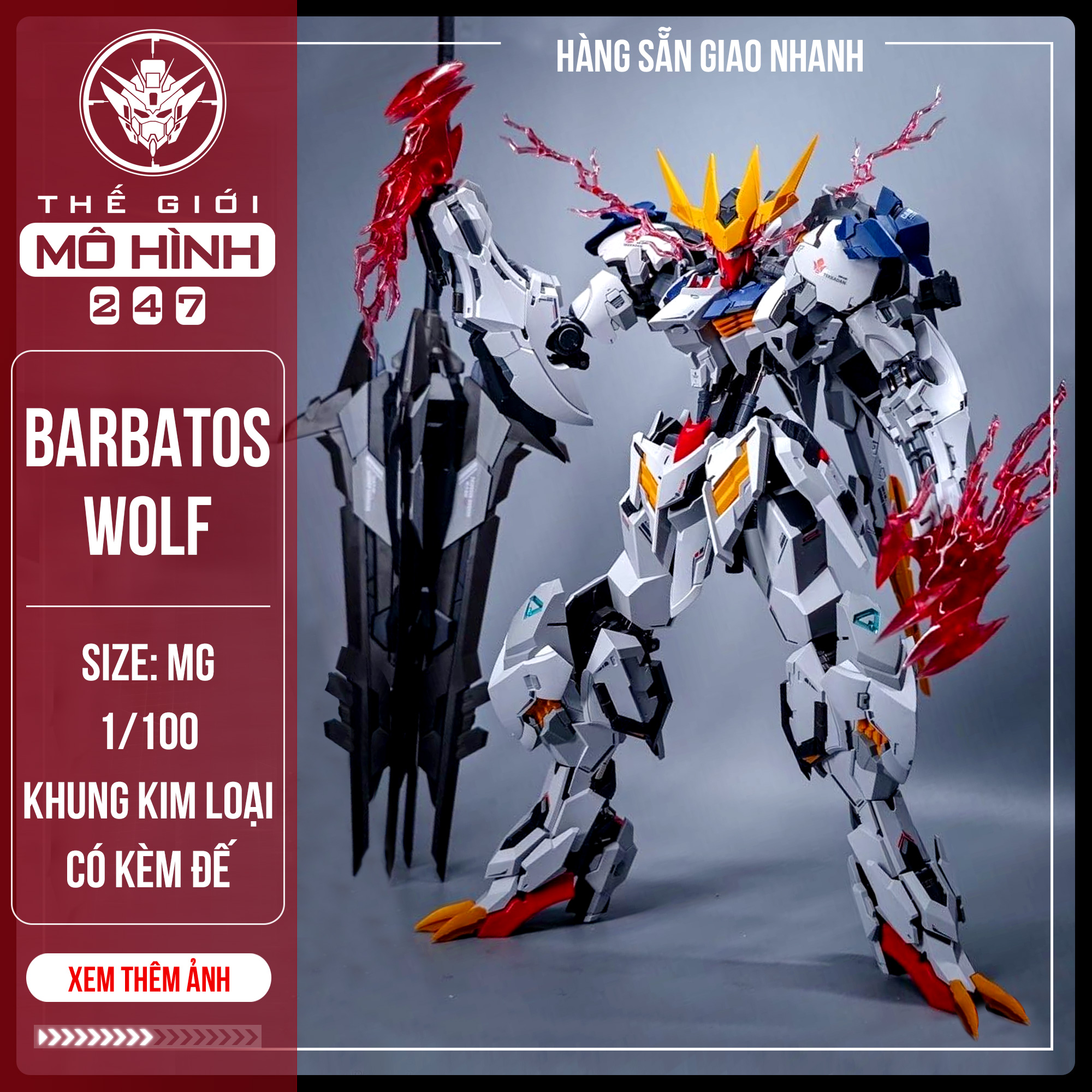 Mô hình lắp ráp Barbatos Lupus Rex Wolf Technology - Kèm Đế + Khung xương kim loại