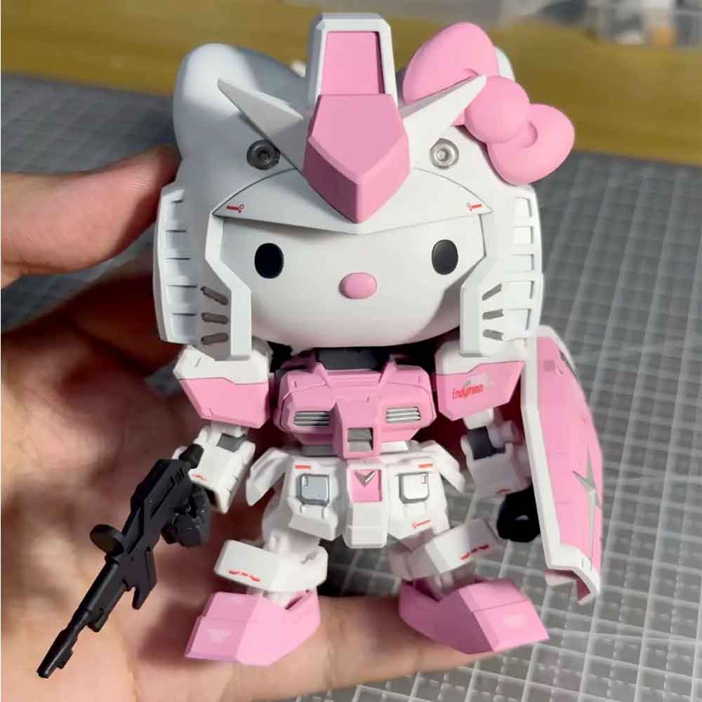 (Màu hồng) Mô hình lắp ráp RX-78 Hello Kitty siêu cute - Tặng kèm đế + decal