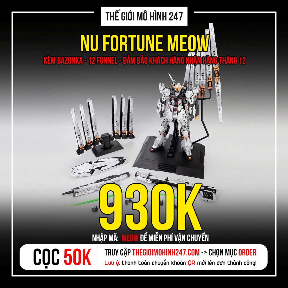 Mô hình lắp ráp RX-93 Nu Gundam Fotune  Meow - Kem Bazonka + 12 Funnel