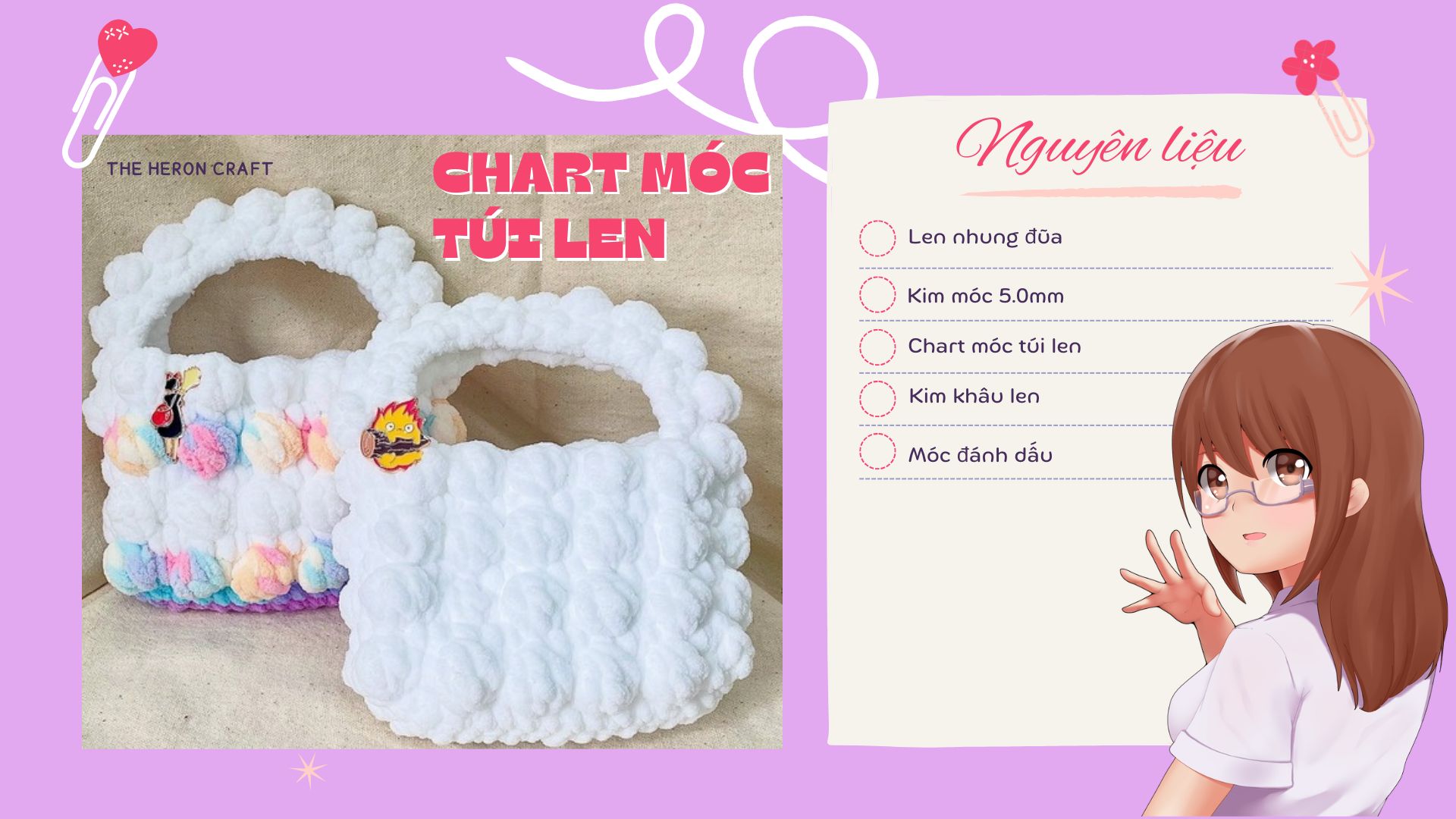 CHART TÚI HẠT BẮP XÁCH TAY HƯỚNG DẪN MÓC TÚI LEN SÀNH ĐIỆU DỄ NHẤT