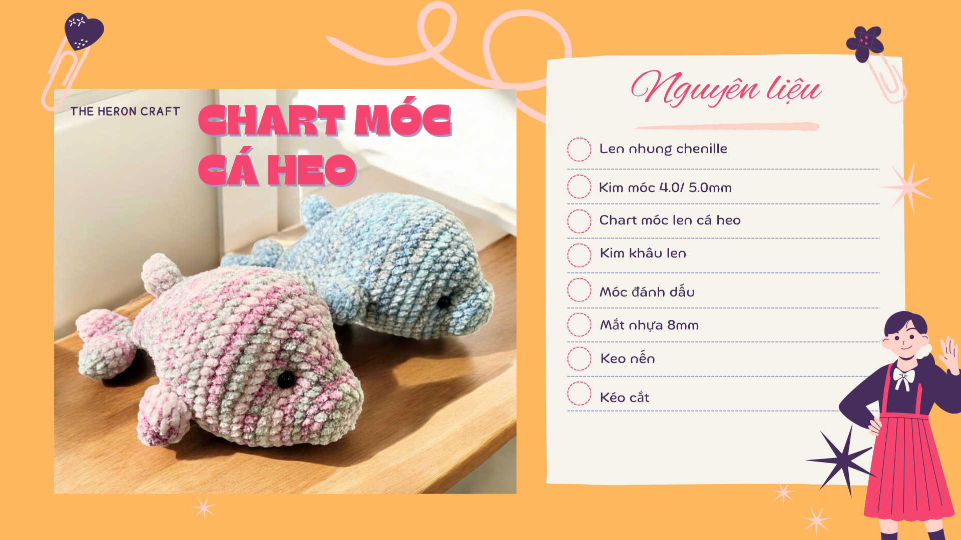 Hướng Dẫn Móc Thú Len Cá Heo Chart Móc Len Siêu Dễ Cho Người Mới