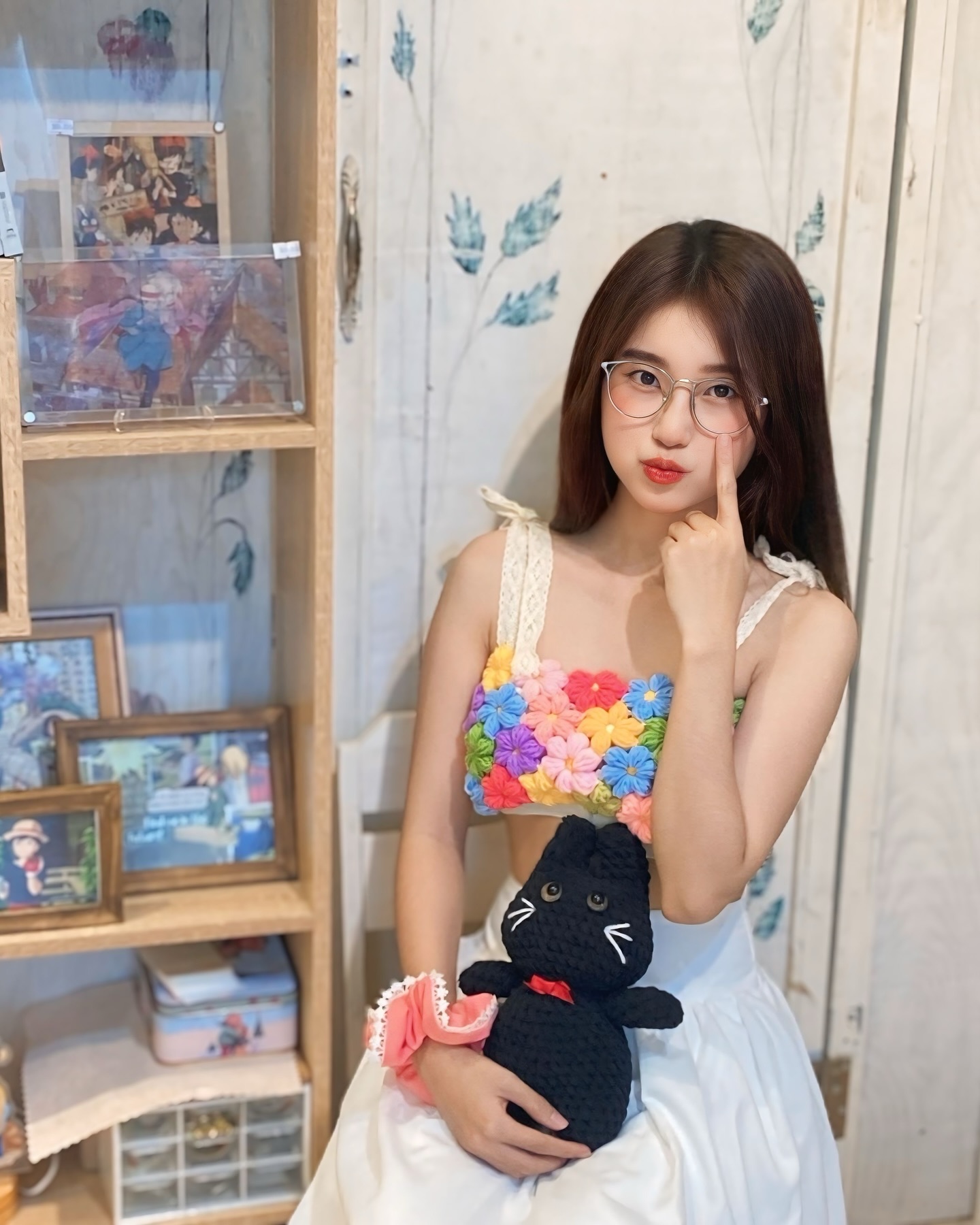 Áo hoa len handmade móc thủ công hoa len ghép nhiều màu freesize