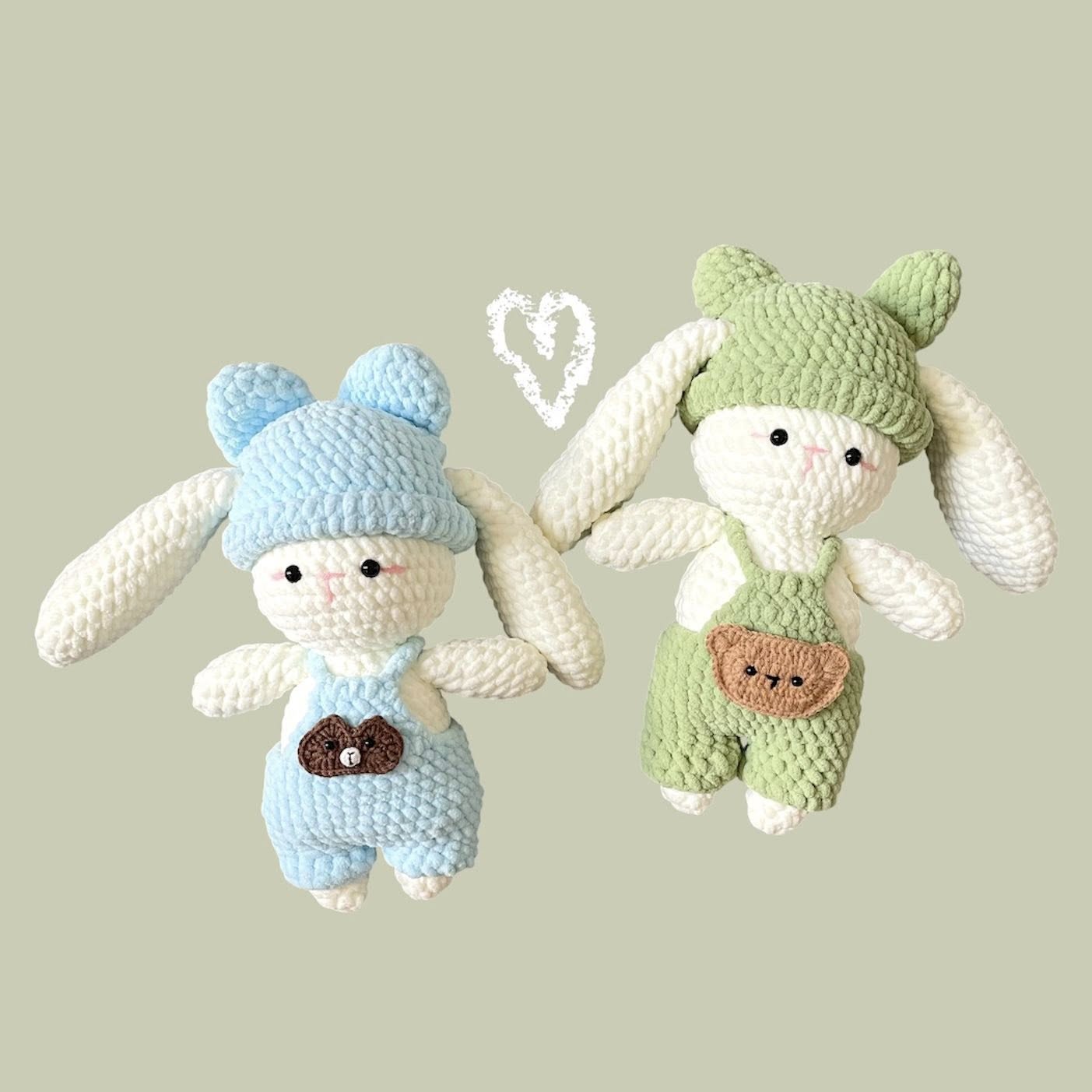 Thú len nhồi bông thỏ len mặc yếm handmade Thỏ Bunny bằng len móc thủ công