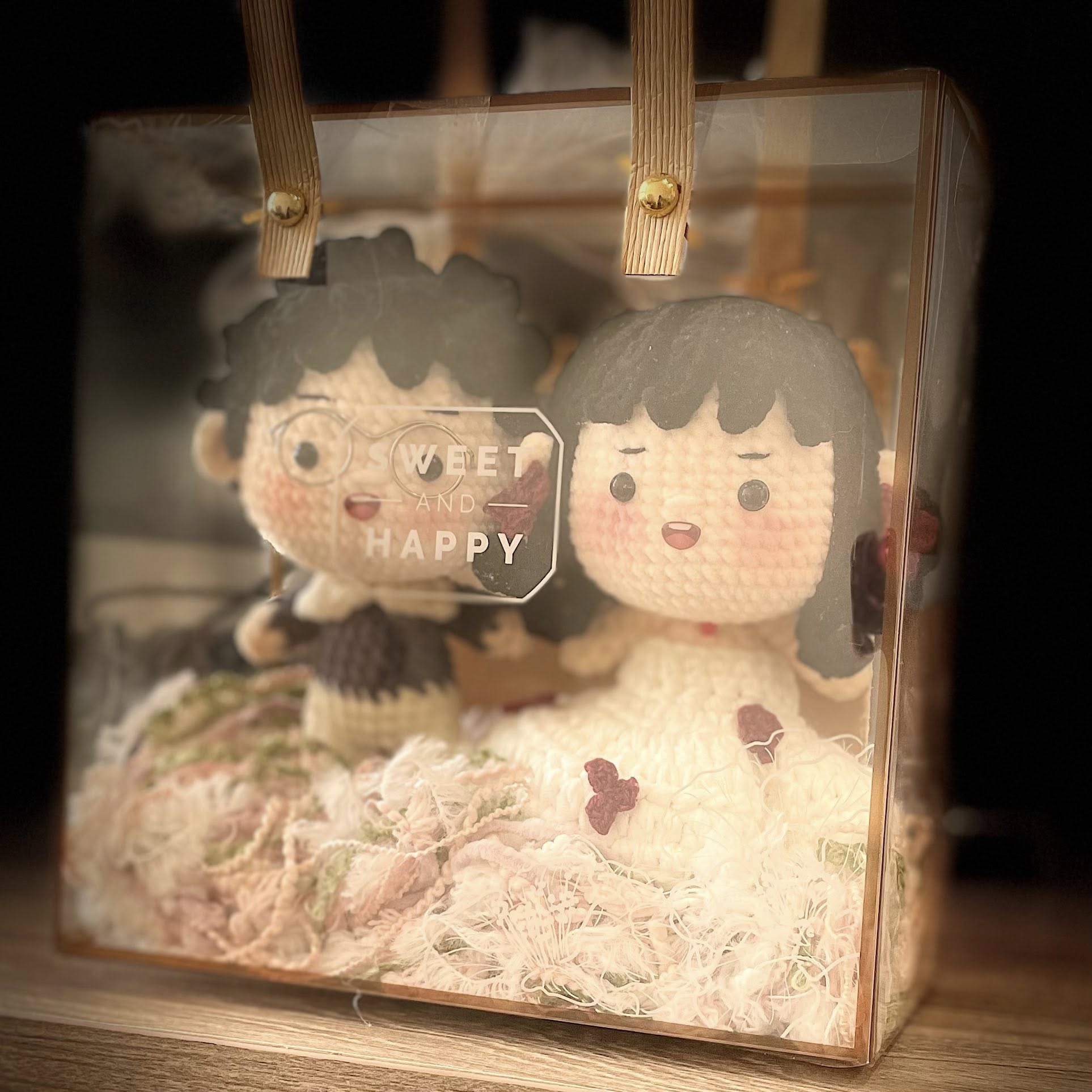 Quà tặng cưới cặp búp bê cô dâu chú rể bằng len