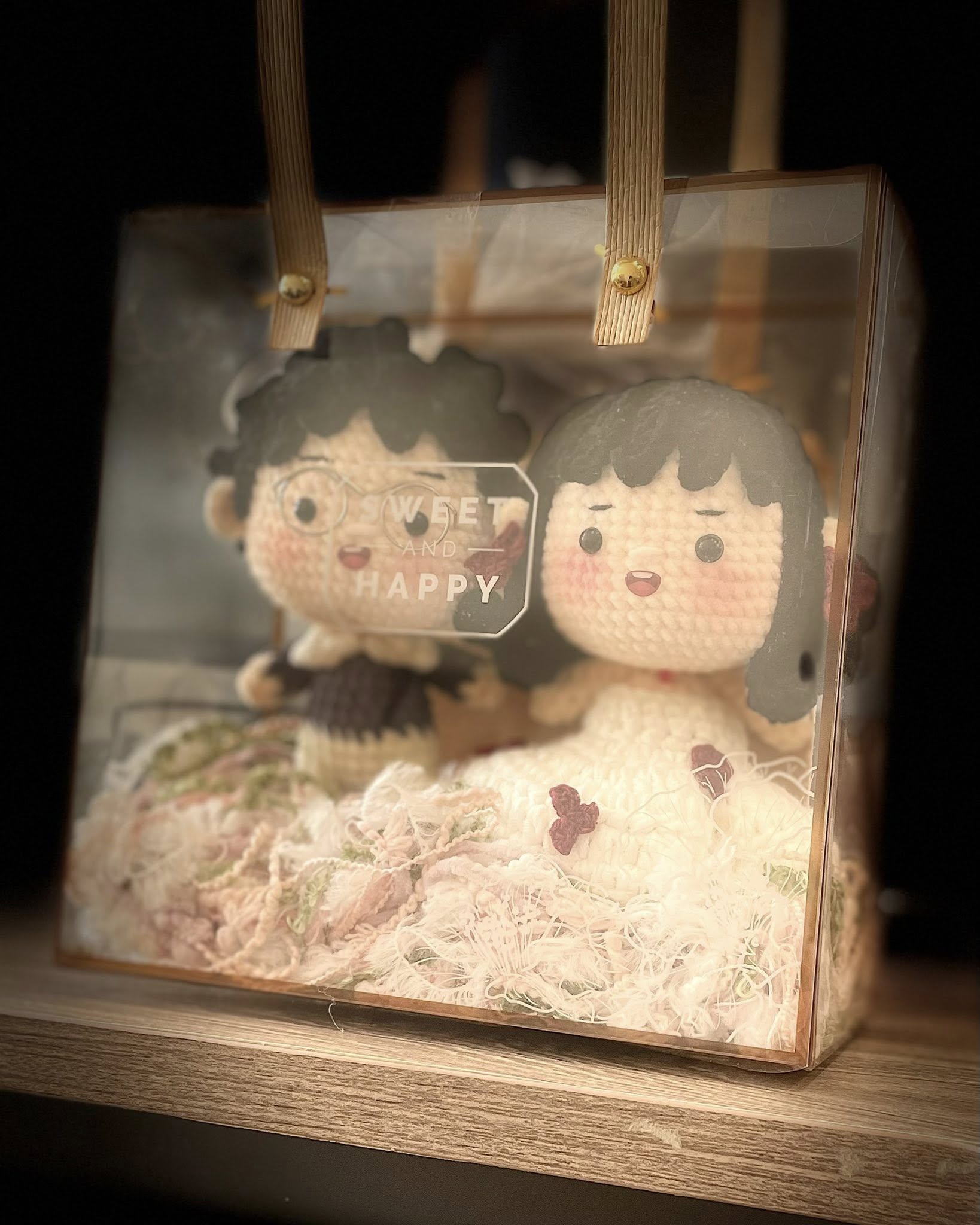 Quà tặng cưới cặp búp bê cô dâu chú rể bằng len