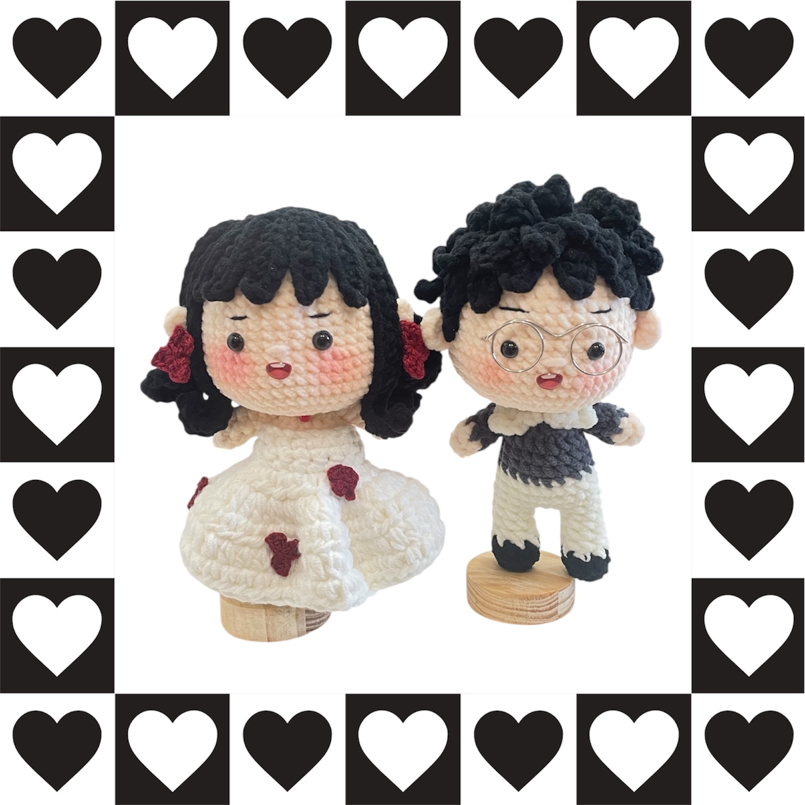 Quà tặng cưới cặp búp bê cô dâu chú rể bằng len