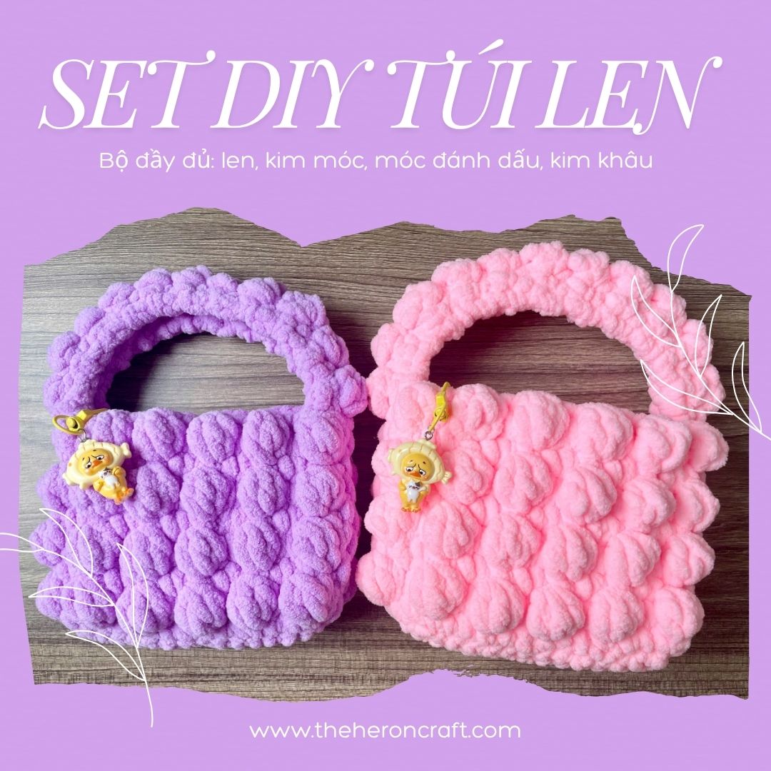 Set dụng cụ móc len túi xách Set DIY móc len cho người mới tặng chart