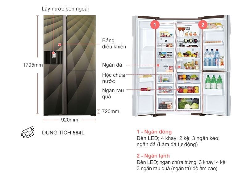 Tủ lạnh Hitachi 584 lít FM800AGPGV4X (DIA)