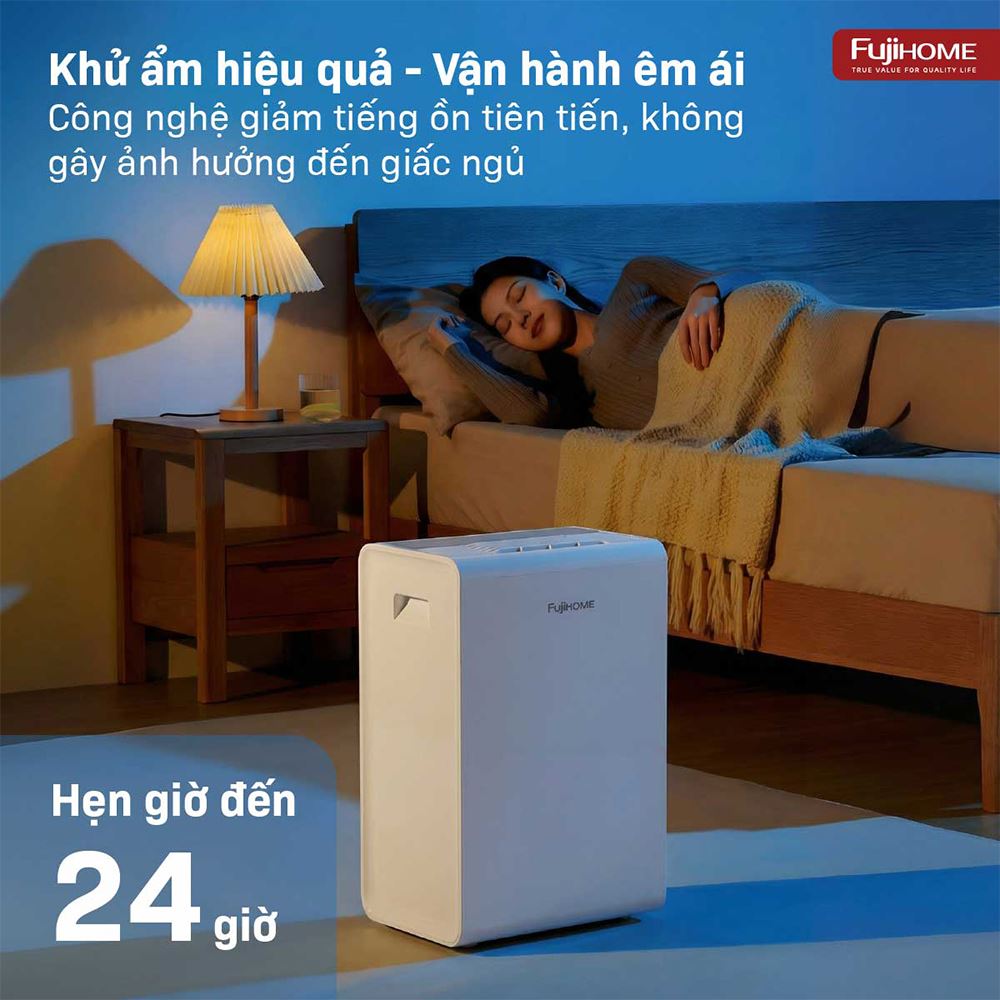 Máy hút ẩm kết hợp lọc không khí FUJIHOME DH14W-HEPA