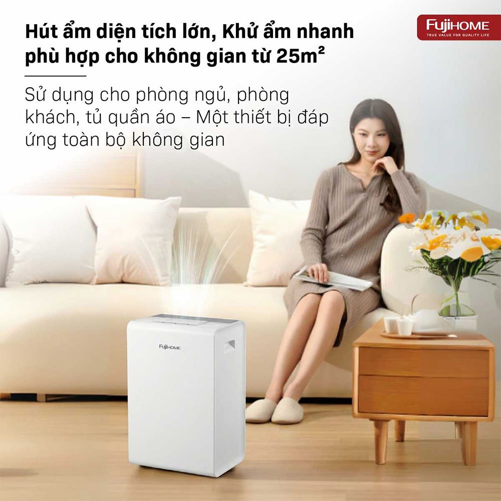 Máy hút ẩm kết hợp lọc không khí FUJIHOME DH14W-HEPA