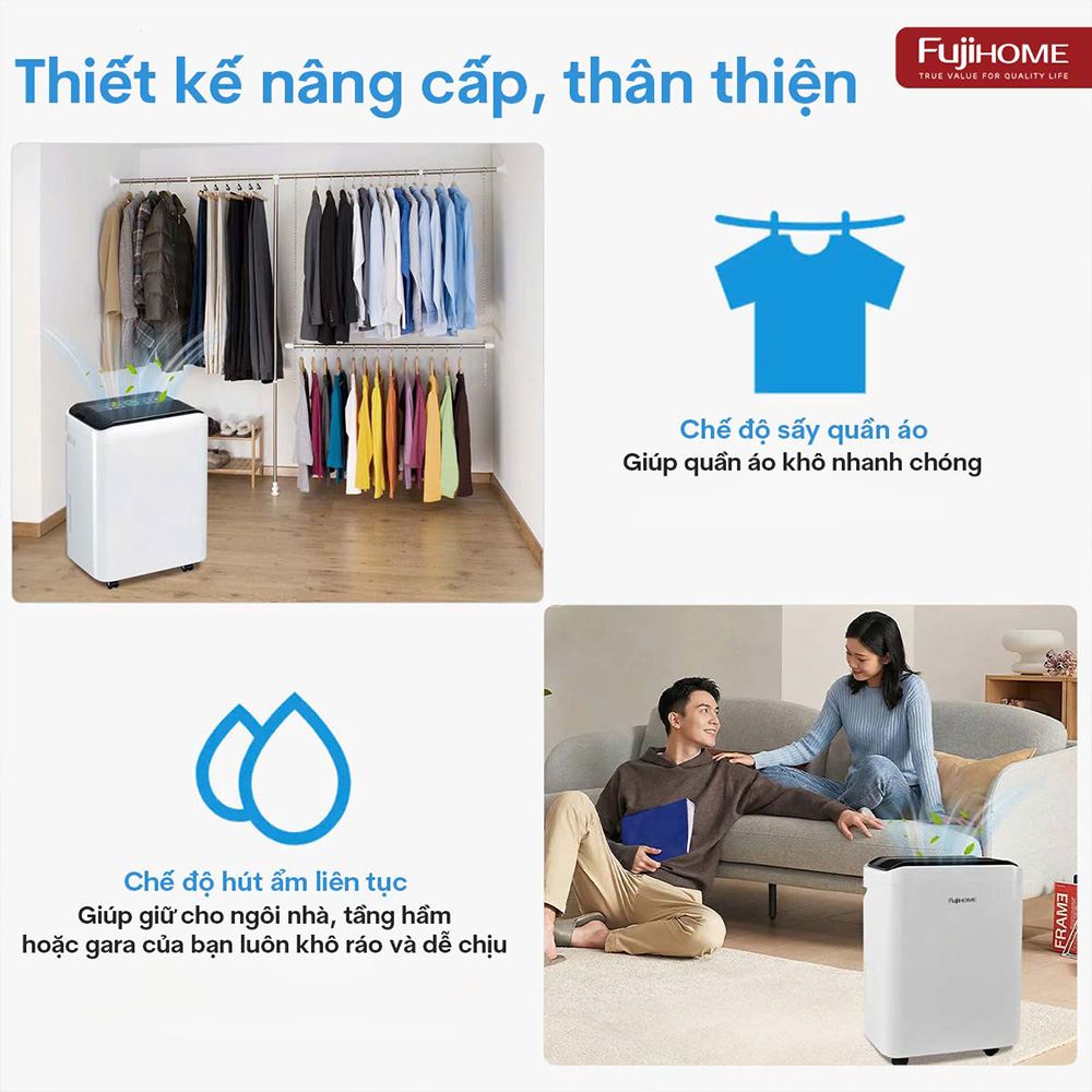 MÁY HÚT ẨM KẾT HỢP LỌC KHÔNG KHÍ FUJIHOME DH35W-HEPA