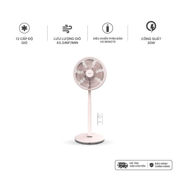 Quạt đứng động cơ BLDC có remote 14inch, 7 cánh Nanoco  NEF1499