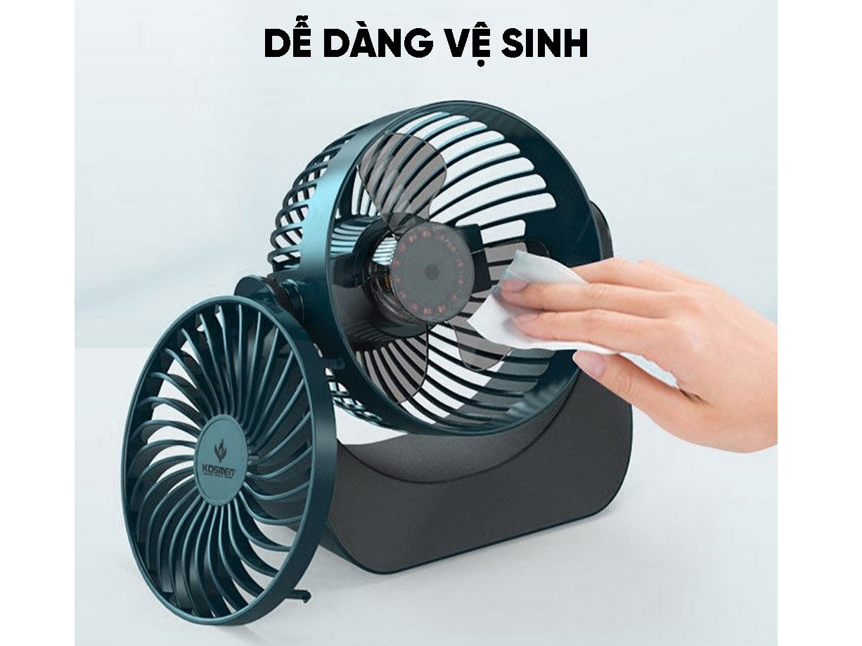 Quạt sạc để bàn tích điện xoay 360 độ Kosmen KM-F118