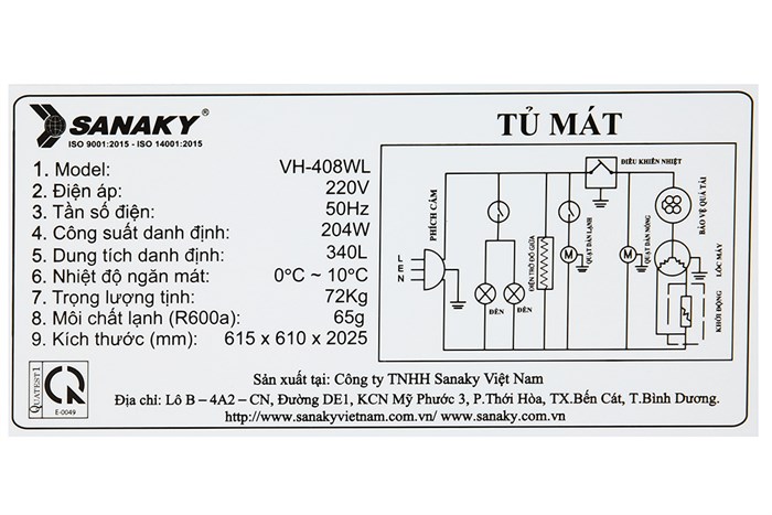 Tủ mát Sanaky 340 lít VH-408WL