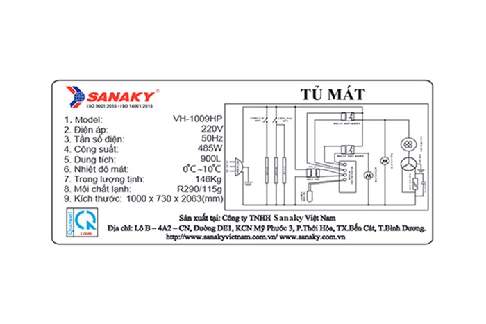 Tủ mát Sanaky 900 lít VH1009HP