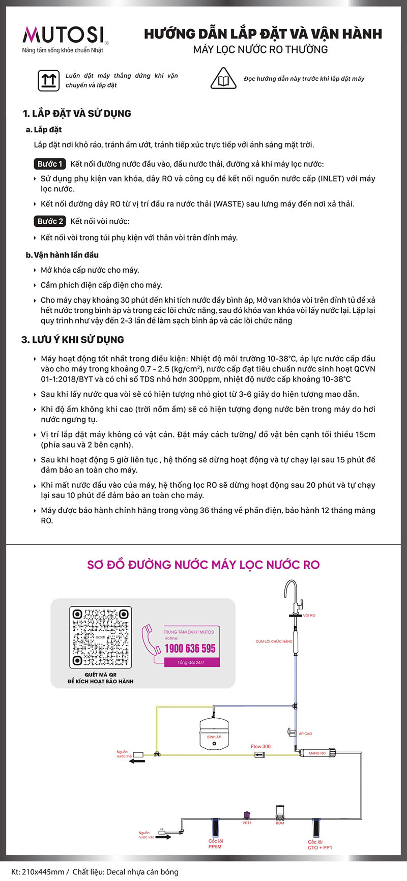 Hướng dẫn & sơ đồ lắp đặt máy lọc nước RO thường Mutosi