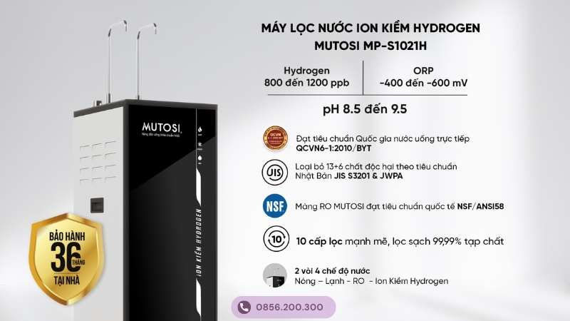 Máy lọc nước Mutosi nóng-lạnh-RO-ion kiềm MP-S1021H