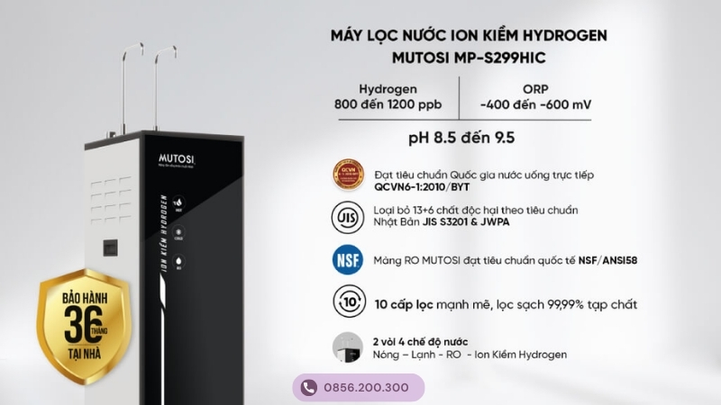 Máy lọc nước Mutosi nóng-lạnh-RO-ion kiềm MP-S299HIC
