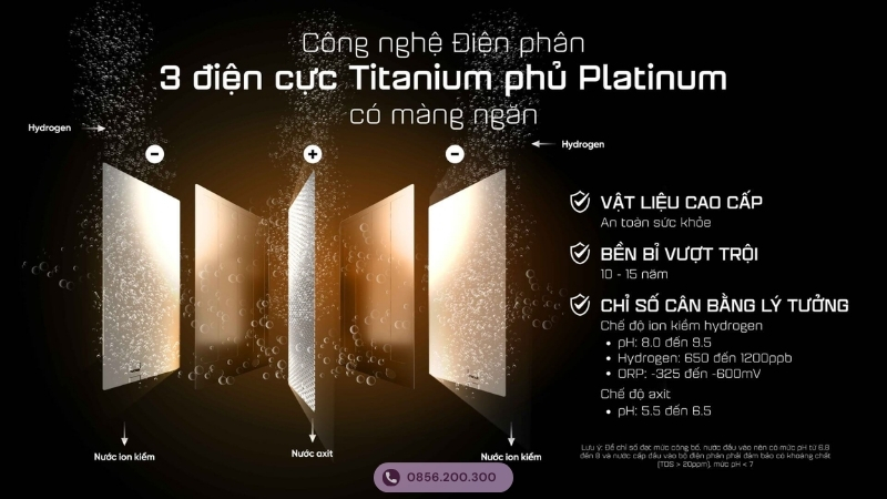 Tạo nước ion kiềm bằng bộ điện phân