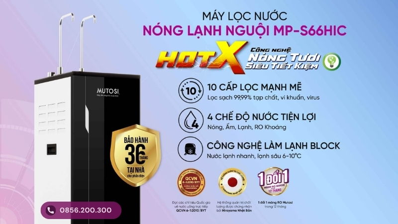 Máy lọc nước Mutosi nóng-lạnh-nguội MP-S66HIC