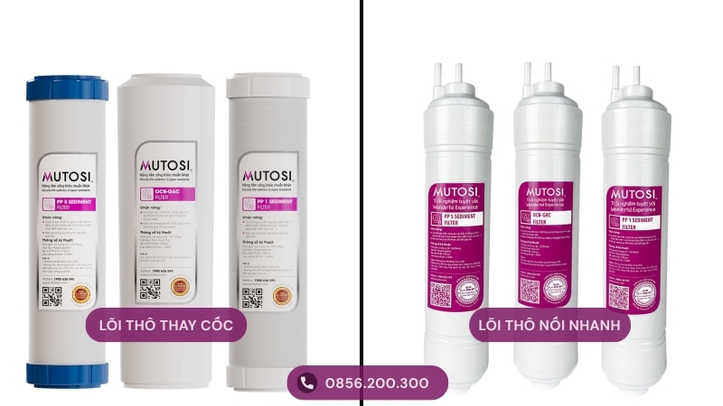 Phân biệt lõi lọc thô thay cốc và lõi lọc thô nối nhanh