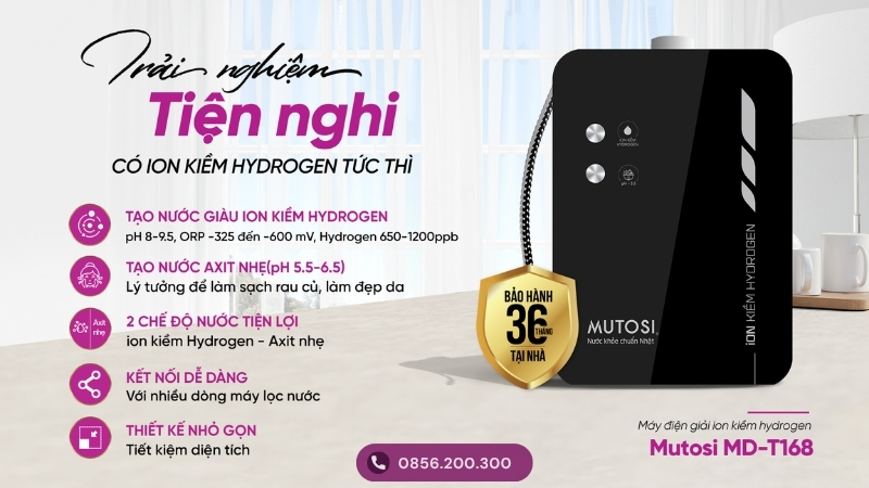 Máy chuyển đổi nước ion kiềm Mutosi MD-T168