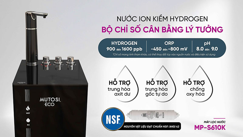 Các bộ chỉ số cân bằng của máy lọc nước hydrogen ion kiềm MP-S610K