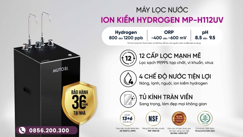 Máy lọc nước Mutosi ion kiềm Hydrogen MP-H112UV