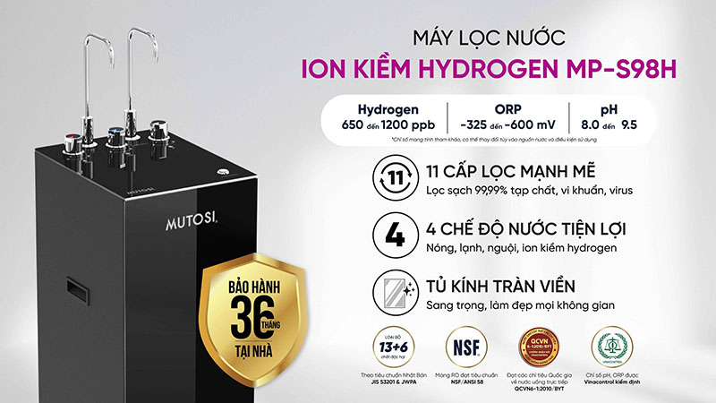 Máy lọc nước ion kiềm hydrogen Mutosi MP-S98H