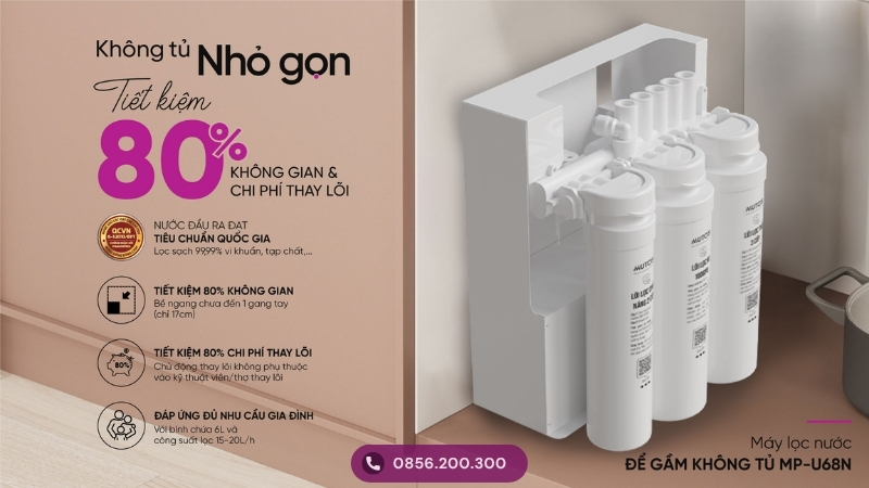 Máy lọc nước Mutosi tủ bếp MP-U68N