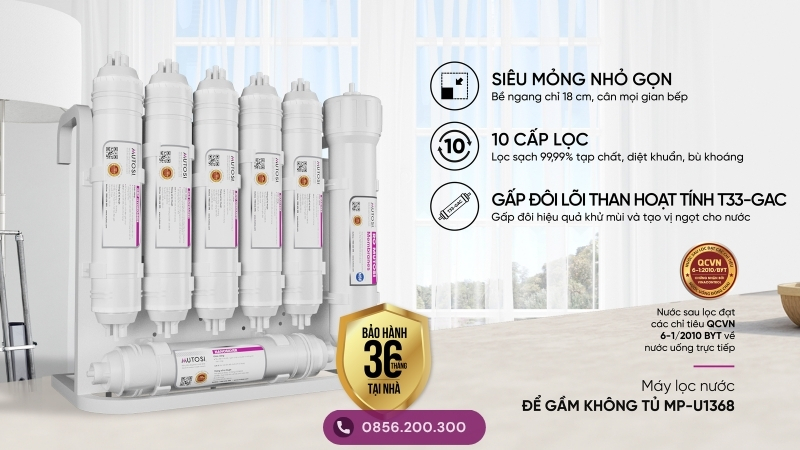 Máy lọc nước Mutosi tủ bếp MP-U1368