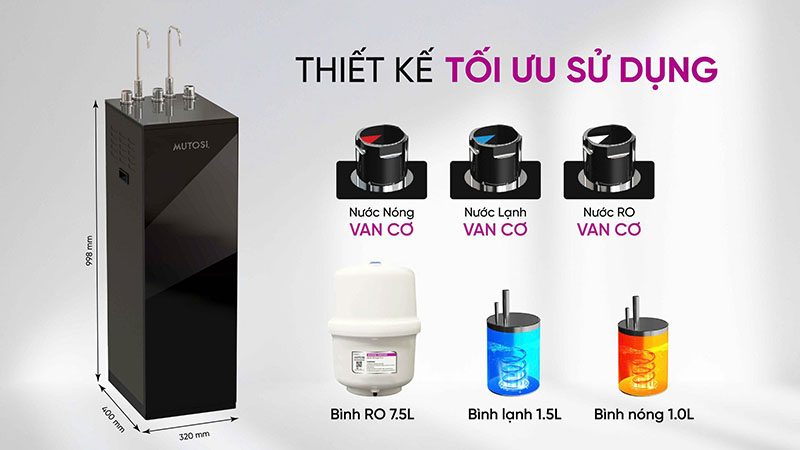 Thiết kế van cơ dễ lấy nước và bình chứa lớn cho nhu cầu sử dụng đông người