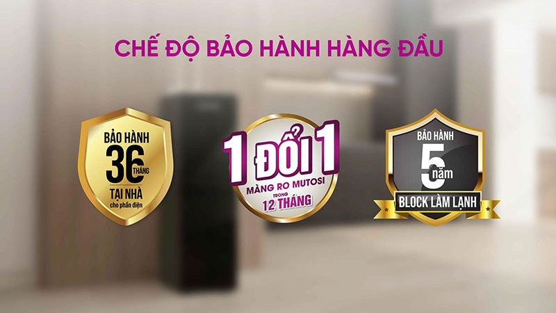 3 chế độ bảo hành hàng đầu: phần điện; màng RO; Block