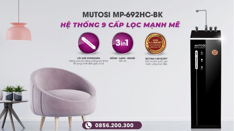 Máy lọc nước Mutosi MP-692HC-BK