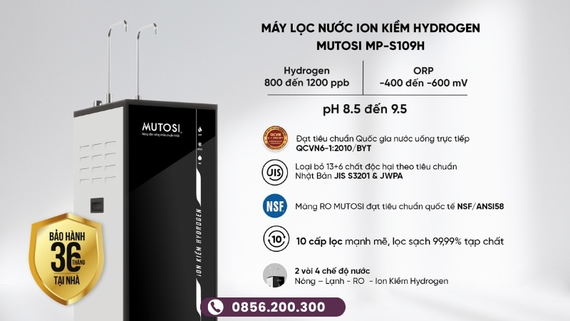 Máy lọc nước nóng-lạnh-RO-ion kiềm Mutosi MP-S109H