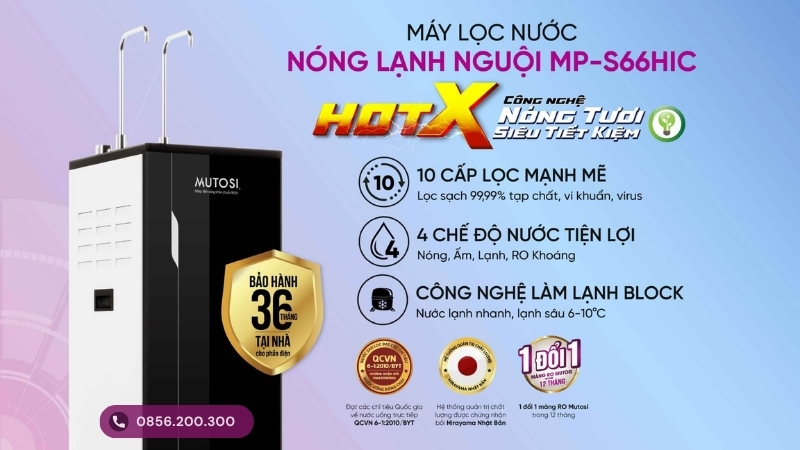Máy lọc nước Mutosi nóng-lạnh-nguội MP-S66HIC