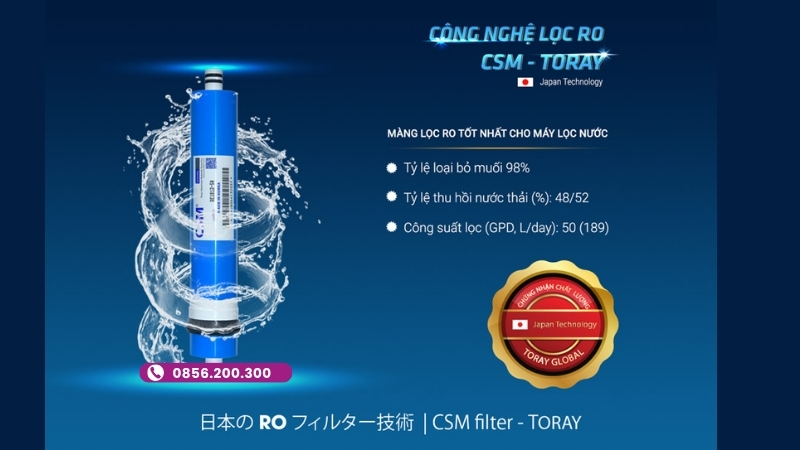 Màng RO CSM Toray trên máy lọc nước Mutosi