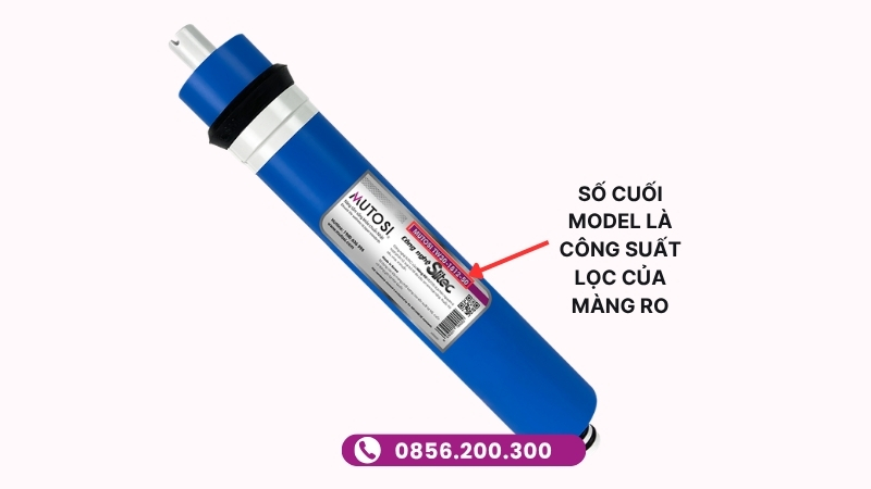 Công suất GPD in trên thân màng RO Mutosi