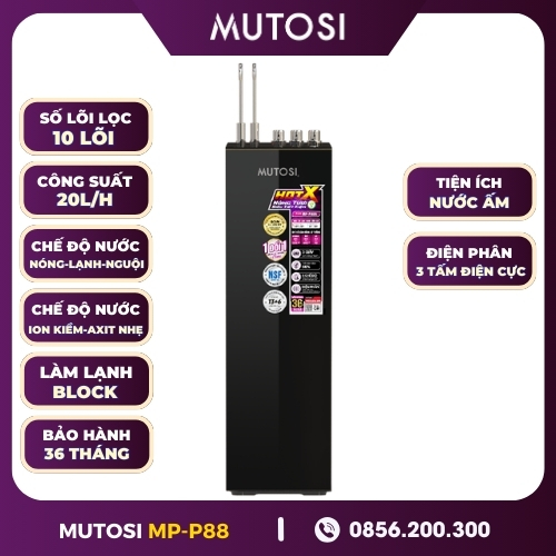 Máy Lọc Nước Điện Giải Ion Kiềm Hydrogen Nóng Lạnh Nguội Mutosi MP-P88N