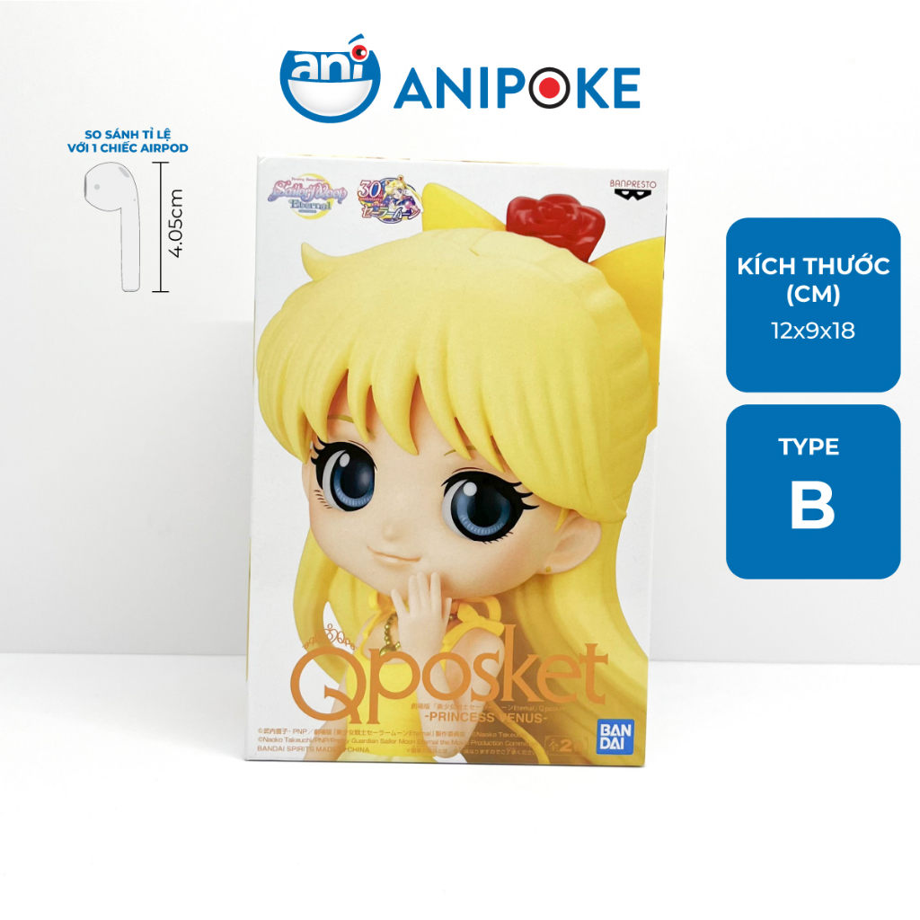 Mô hình Công chúa sao Kim mẫu B Sailor Venus, Thủy thủ sao kim, full box Qposket  hàng nội địa Nhật F16-F