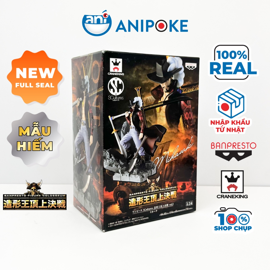Mô hình Mắt Diều Hâu Mihawk BWC BANPRESTO FIGURE COLOSSEUM One Piece - Hàng mới, hàng nội Nhật Bandai - F29-06