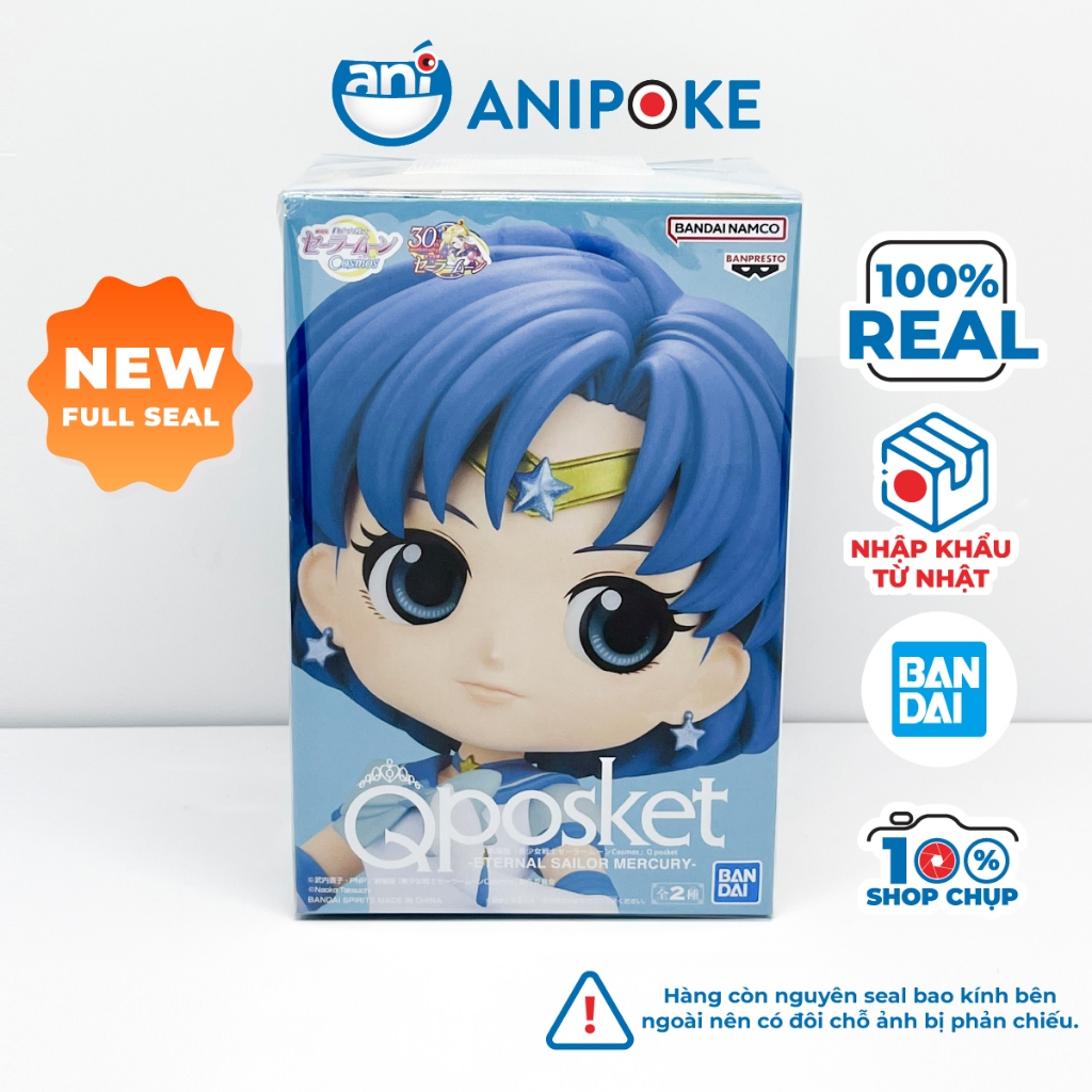 Mô hình Eternal Sailor Mercury, Thủy Thủ Sao Thủy Eternal - MẫuA, New, full seal Qposket, hàng nội địa Nhật F17E