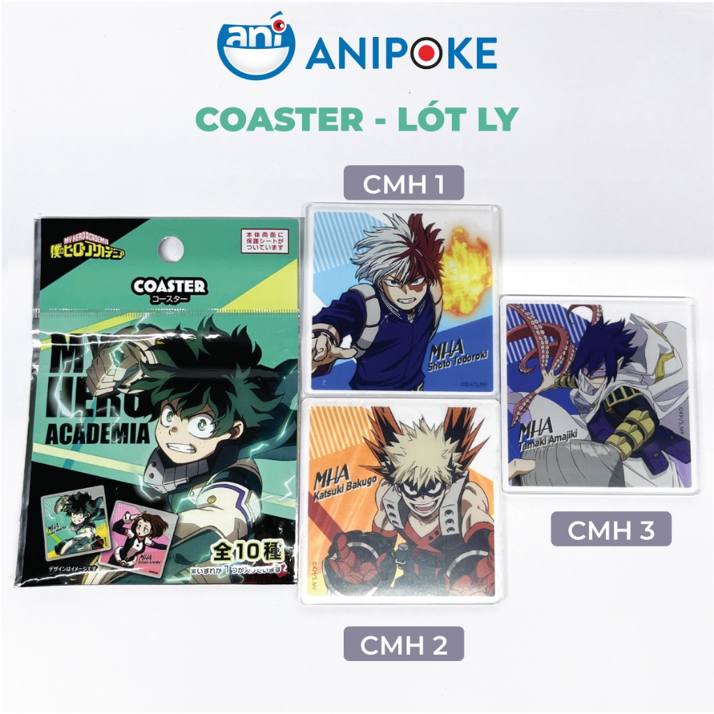 Coaster Acrylic Lót ly  Shoto Bakugo deku MHA chính hãng  nhập trực tiếp từ Nhật, Học viện anh Hùng