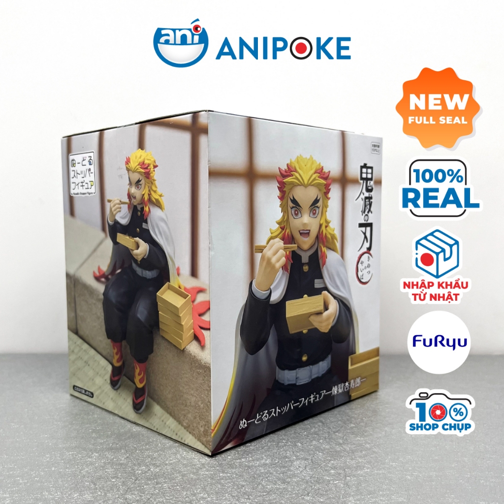 Mô hình Rengoku ăn bento - Kimetsu no yaiba noodle stopper figure, Chính hãng Furyu, Nhập từ Nhật Full box  F46-02