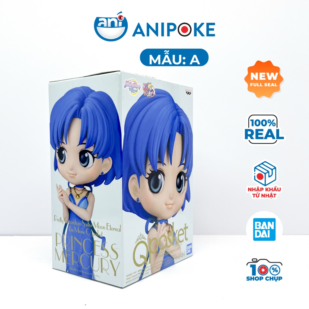 Mô hình Công chúa sao Thủy mẫu  Sailor Mercury, Thủy thủ sao Thủy, full box Qposket Bandai, hàng nội địa Nhật