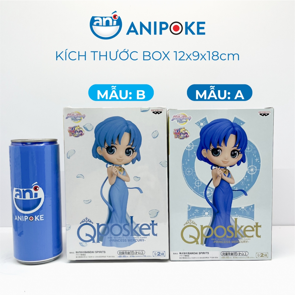 Mô hình Công chúa sao Thủy mẫu  Sailor Mercury, Thủy thủ sao Thủy, full box Qposket Bandai, hàng nội địa Nhật