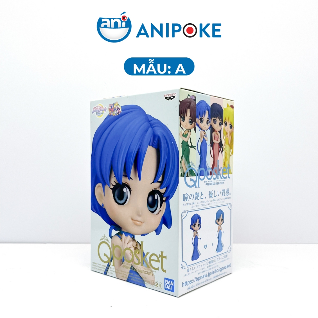 Mô hình Công chúa sao Thủy mẫu  Sailor Mercury, Thủy thủ sao Thủy, full box Qposket Bandai, hàng nội địa Nhật