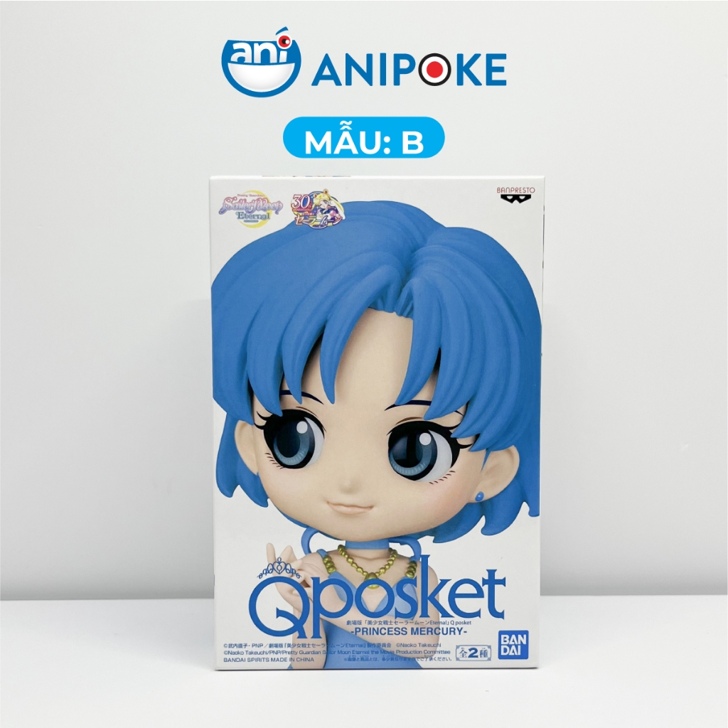 Mô hình Công chúa sao Thủy mẫu  Sailor Mercury, Thủy thủ sao Thủy, full box Qposket Bandai, hàng nội địa Nhật