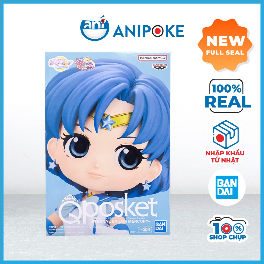 Mô hình Eternal Sailor Mercury, Thủy Thủ Sao Thủy Eternal - MẫuA, New, full seal Qposket, hàng nội địa Nhật F17E