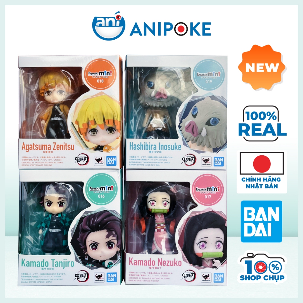 Mô hình Figuarts mini Tanjiro Nezuko Zenitsu Inosuke chính hãng Nhật.